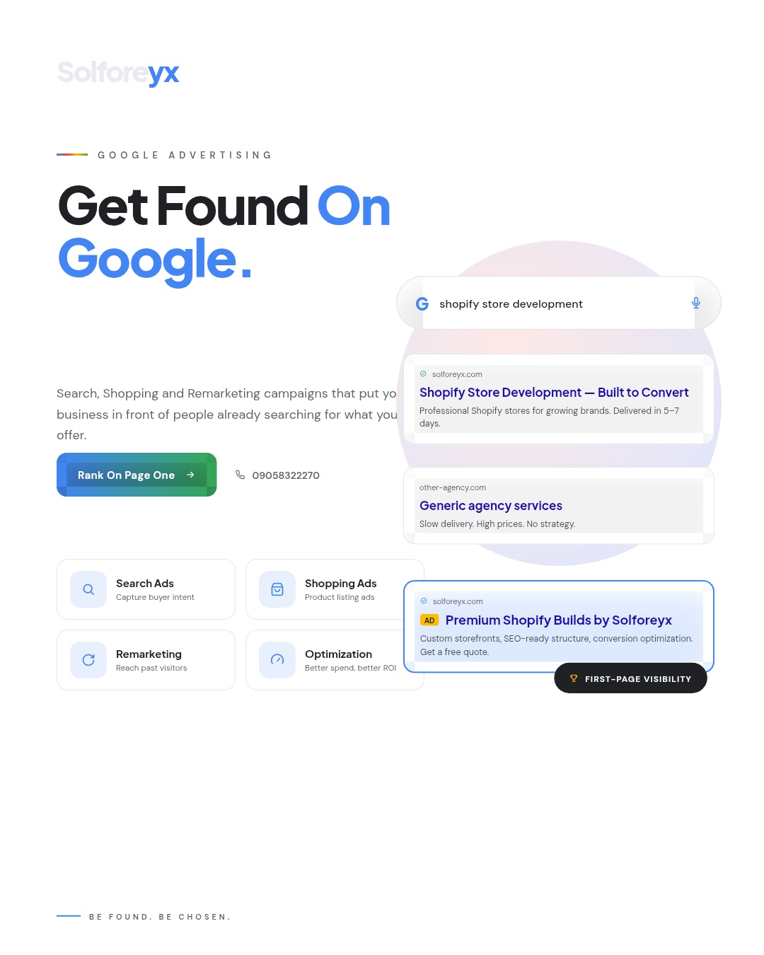 Google Ads management by Solforeyx — search, shopping and remarketing campaigns for e-commerce