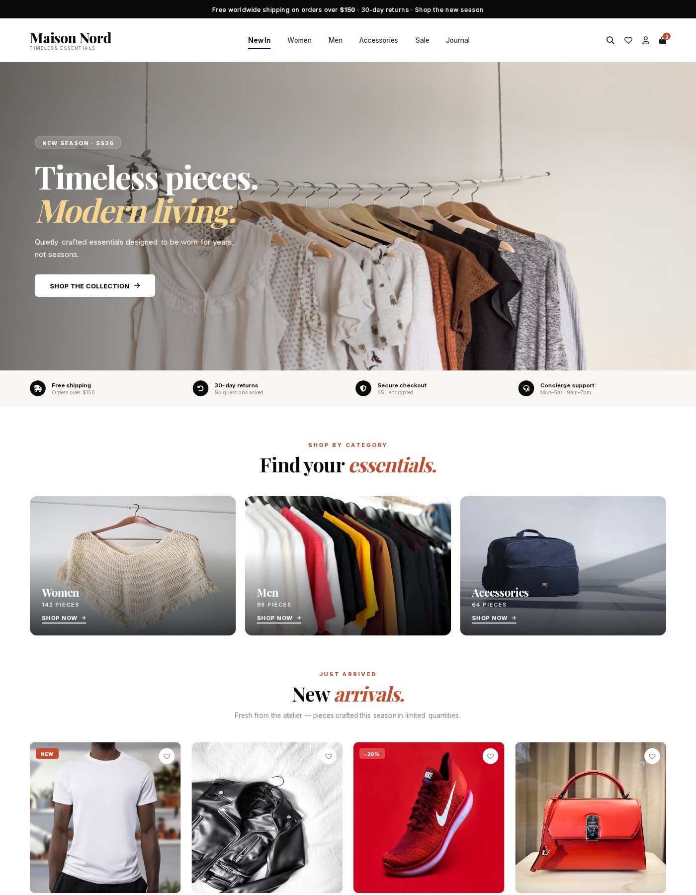 Fashion brand Shopify store portfolio by Solforeyx — Shopify store development and Meta Ads integration
