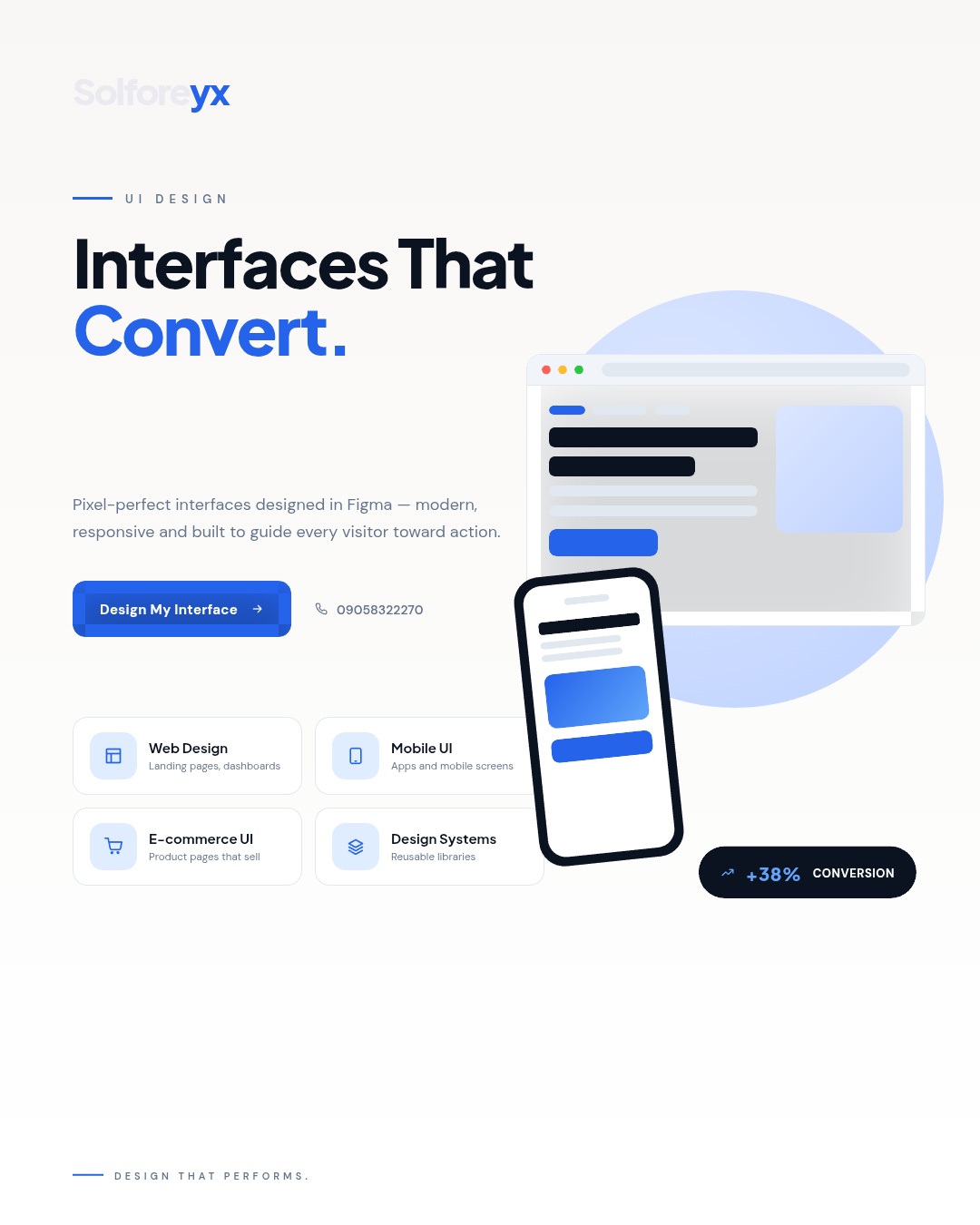 UI/UX design by Solforeyx — premium user interface design in Figma with design systems and prototypes