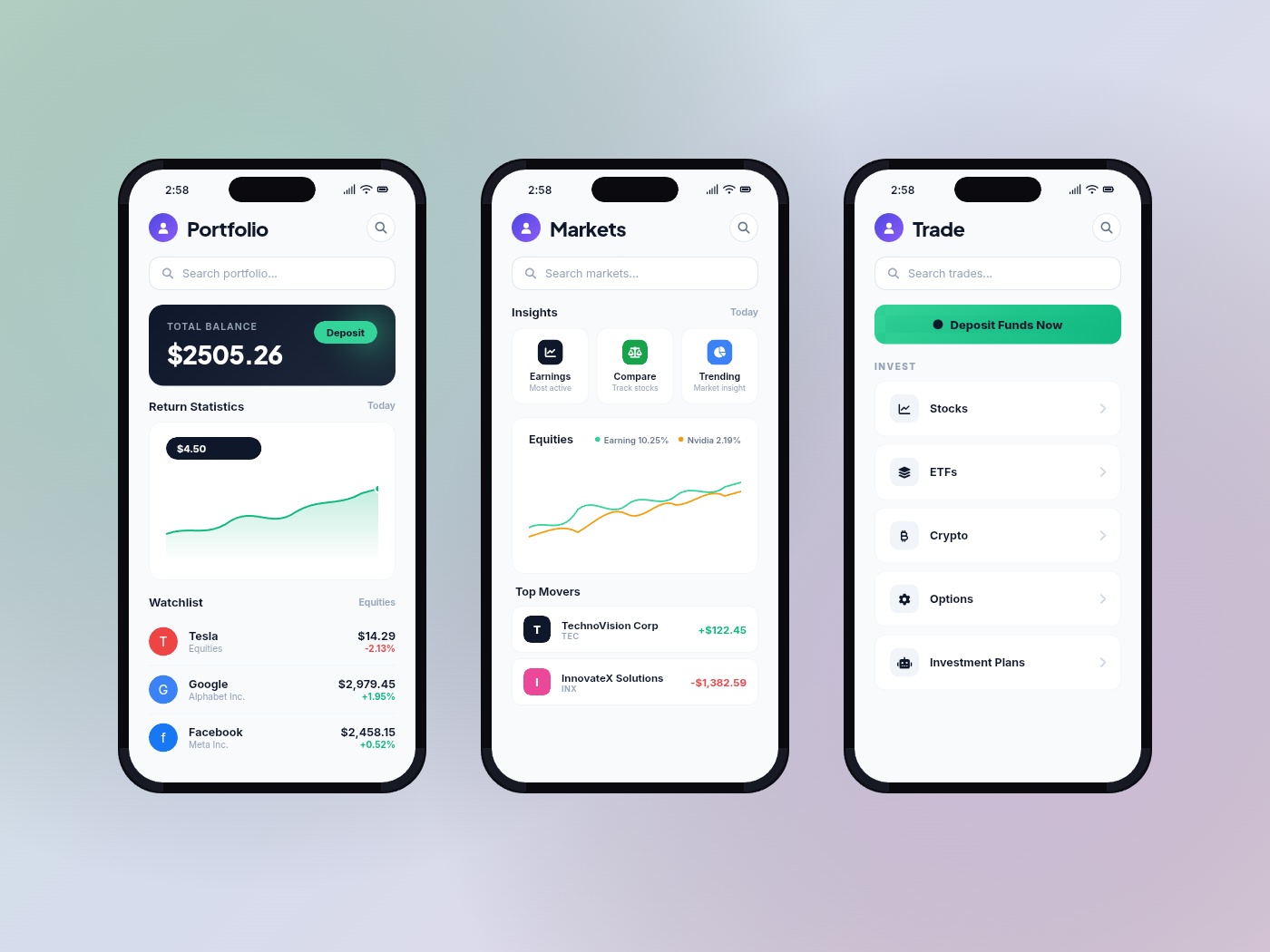 Finance app UI design portfolio by Solforeyx — mobile banking app interface design in Figma