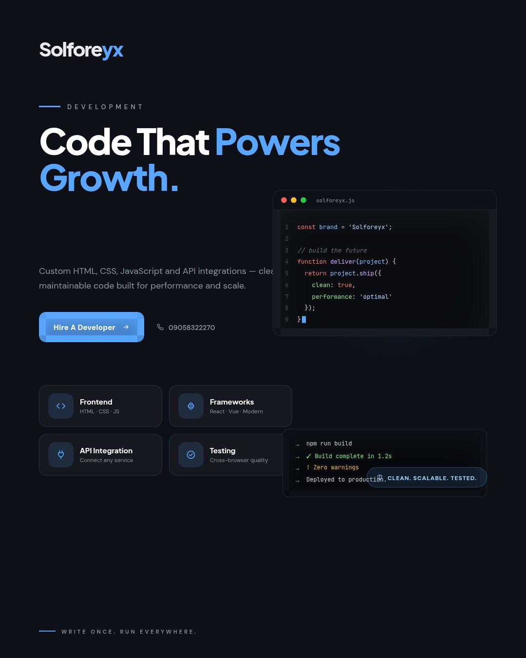 Custom web development by Solforeyx — clean, fast code with API and payment integrations